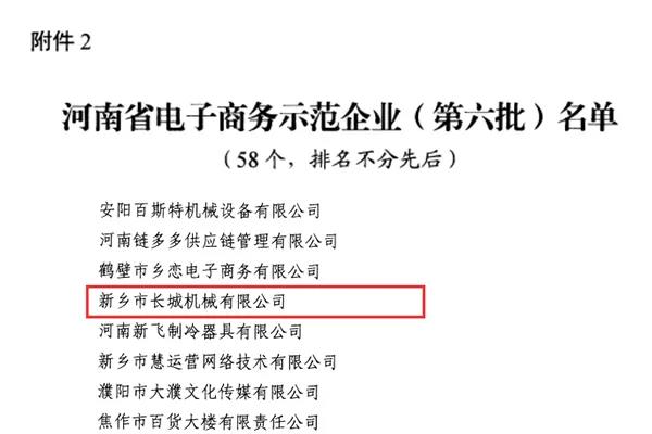 新鄉(xiāng)長城機(jī)械榮獲河南省電子商務(wù)示范企業(yè) 新鄉(xiāng)長城機(jī)械榮獲河南省電子商務(wù)示范企業(yè)